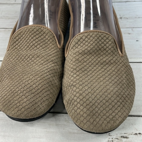 Taupe French Sole New York FSNY Textured Suede Smoking Loafer Flats - Picture 11 of 12